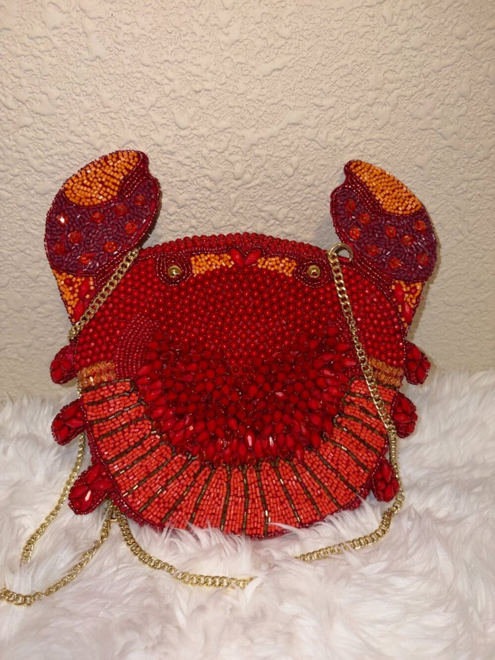 Viral Red Crab Beaded Bag Handmade In India Crossbody Purse NWT